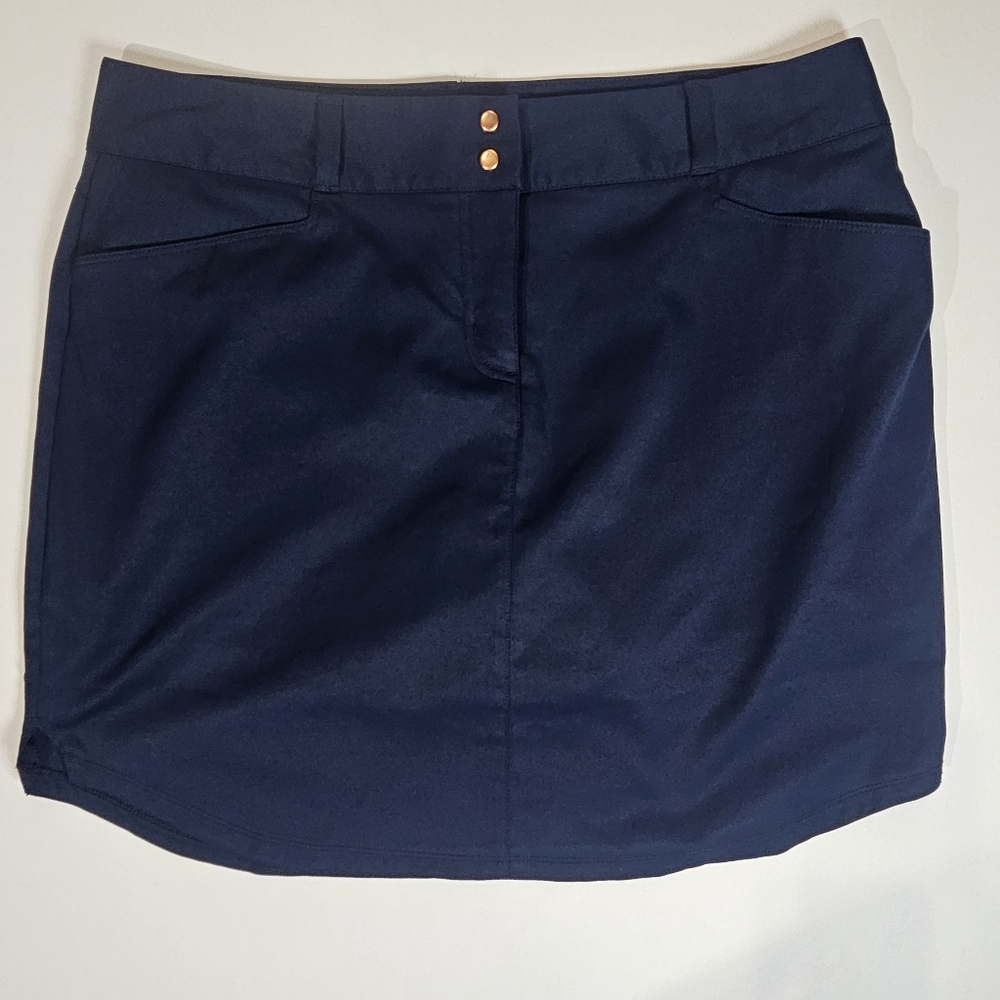 Adidas Golf Skort Womens Size 10 Nave Blue Rose Gold Accents Tennis Activewear